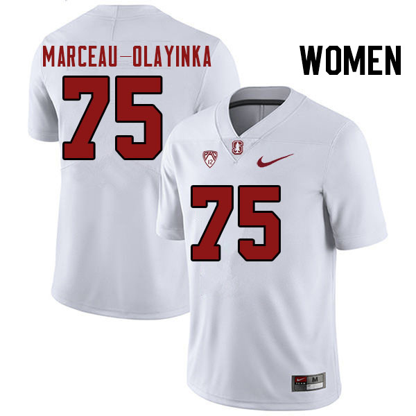Women #75 Braden Marceau-Olayinka Stanford Cardinal College Football Jerseys Stitched Sale-White
